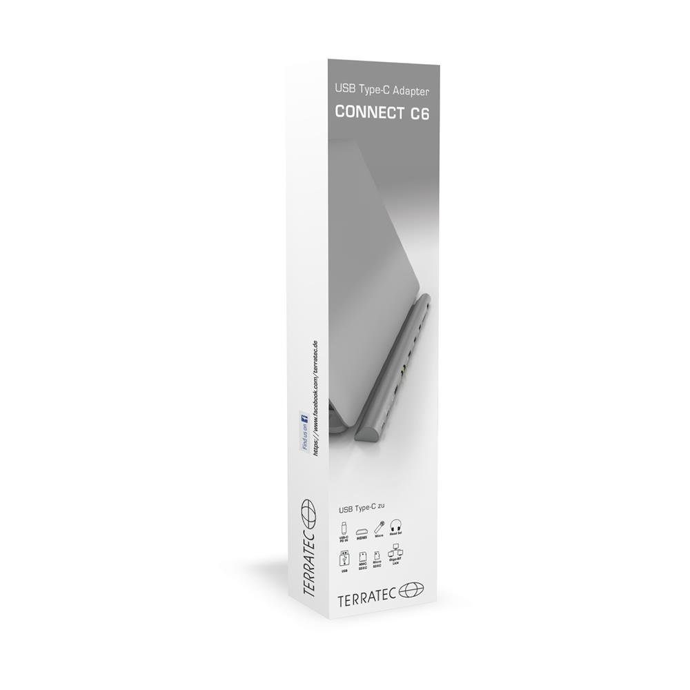 Terratec CONNECT C6 Dockingstation (Adapter mit USB-C PD, HDMI, 3,5mm Klinke, 3x USB 3.0 und RJ45)