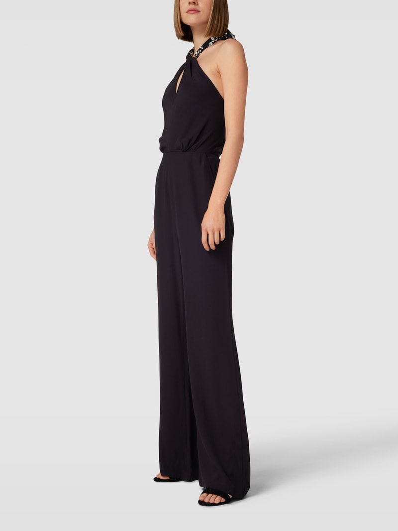 Jumpsuit mit Schlüsselloch-Ausschnitt in schwarz