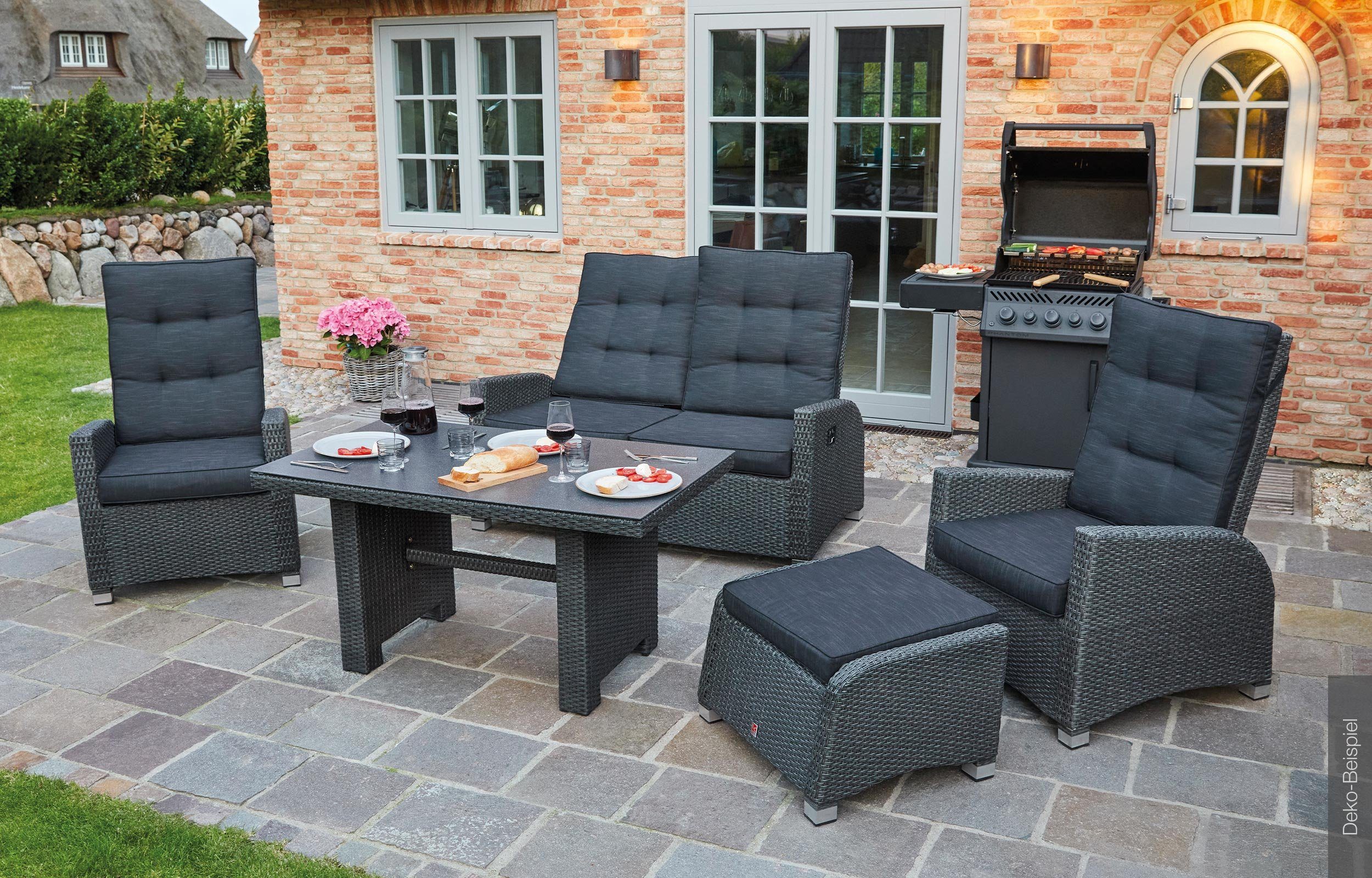 LC Garden Gartenlounge-Hocker LC Garden Barcelona Living Hocker grau-mix Fußbank