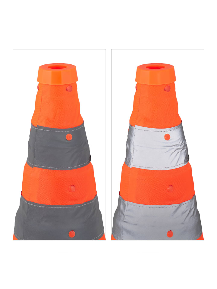 relaxdays 4 x Pylone in Orange/ Silber - (B)24,5 x (H)45 x (T)24,5 cm günstig kaufen onesize