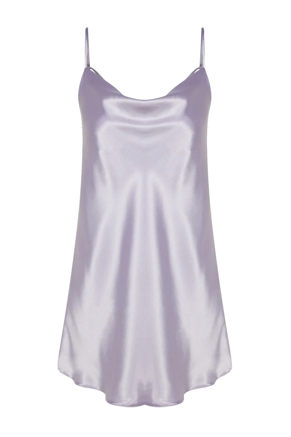 Trendyol Collection  Lilafarbenes Nachthemd aus gewebtem Satin mit Degaje-Kragen auf der Rückseite und Seilriemen THMSS22GC0018