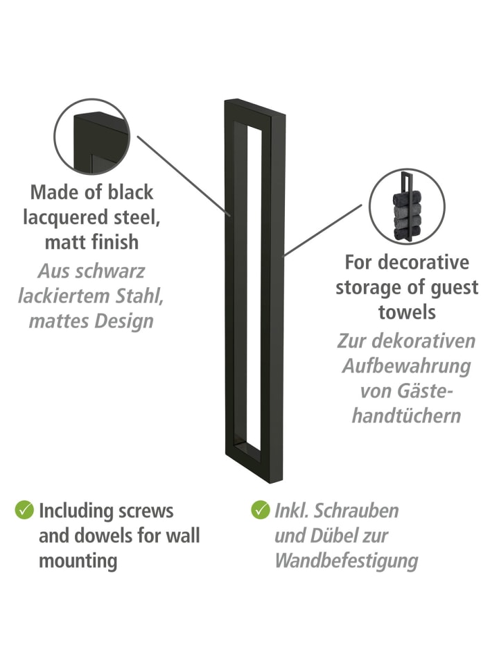Wenko Handtuchhalter Mod. Reitani Schwarz matt, Handtuchhalter Reitani Schwarz matt in Schwarz günstig kaufen onesize