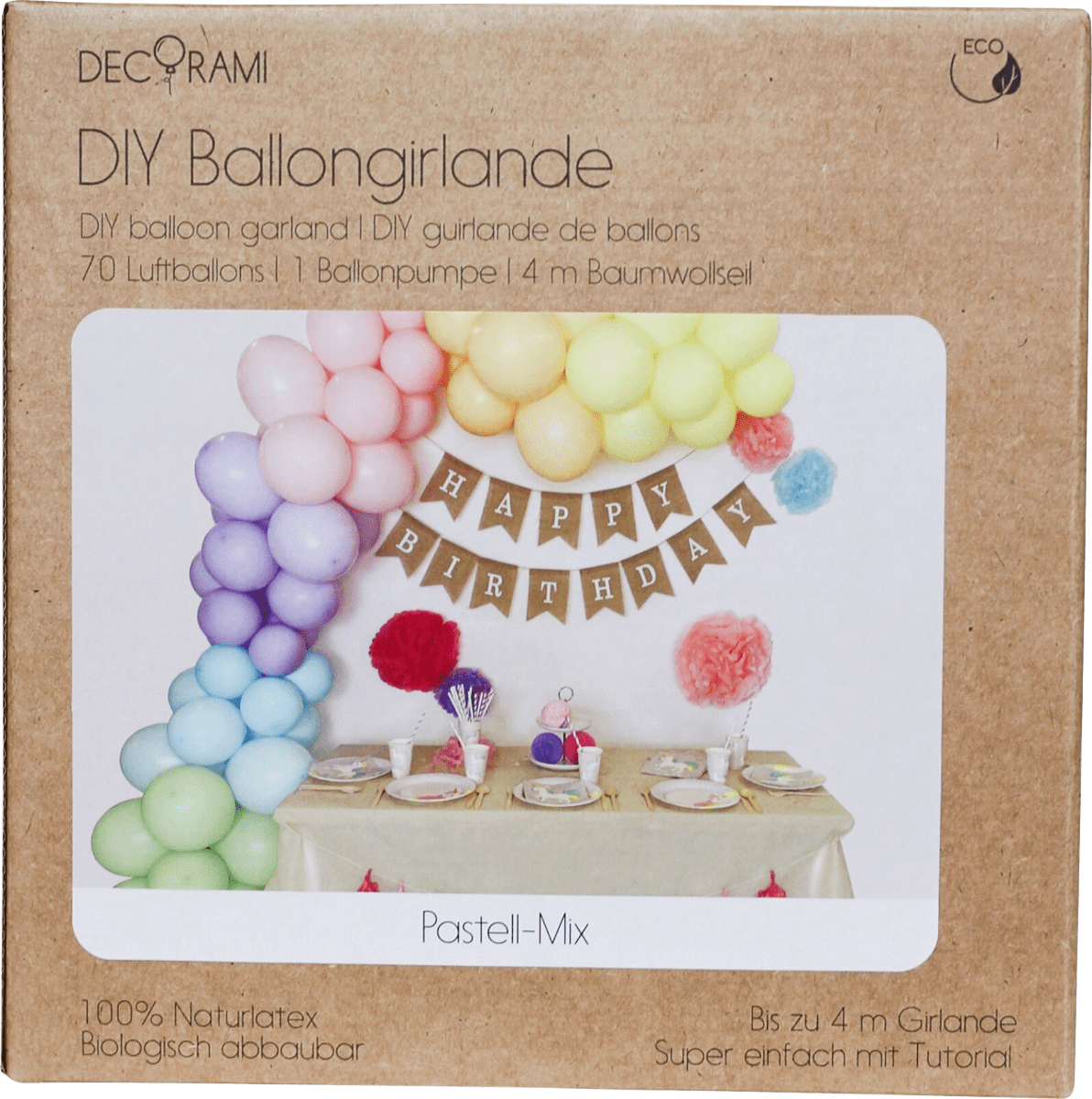 Ballongirlande DIY, Pastellfarben, 1 St