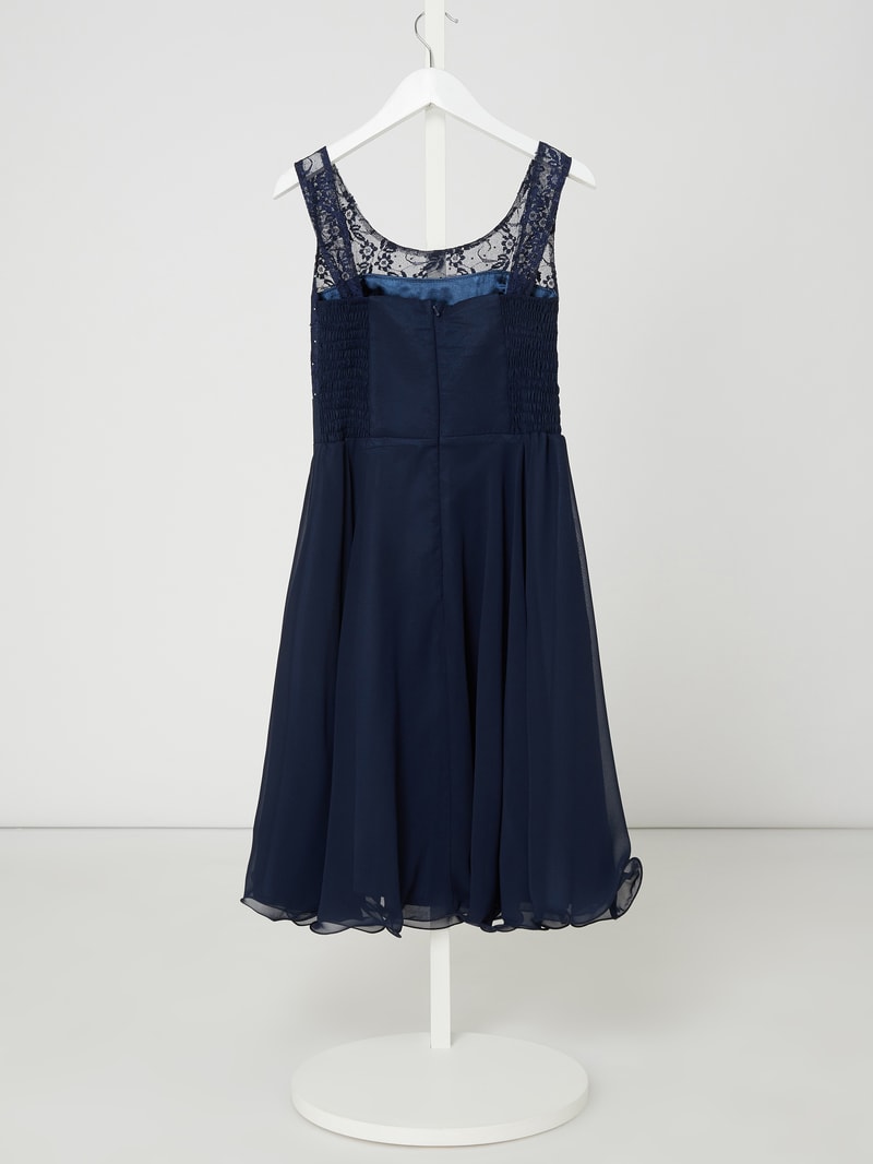 Kleid mit Ziersteinbesatz in marineblau