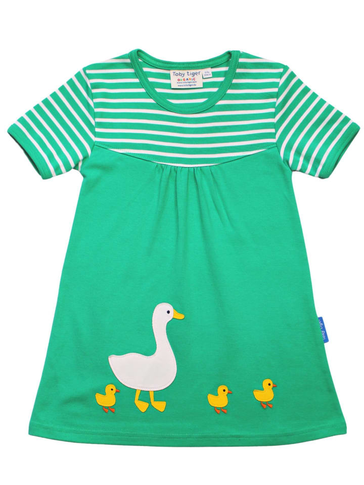 Toby Tiger Kinder Kleid mit Enten Applikation in grün günstig kaufen