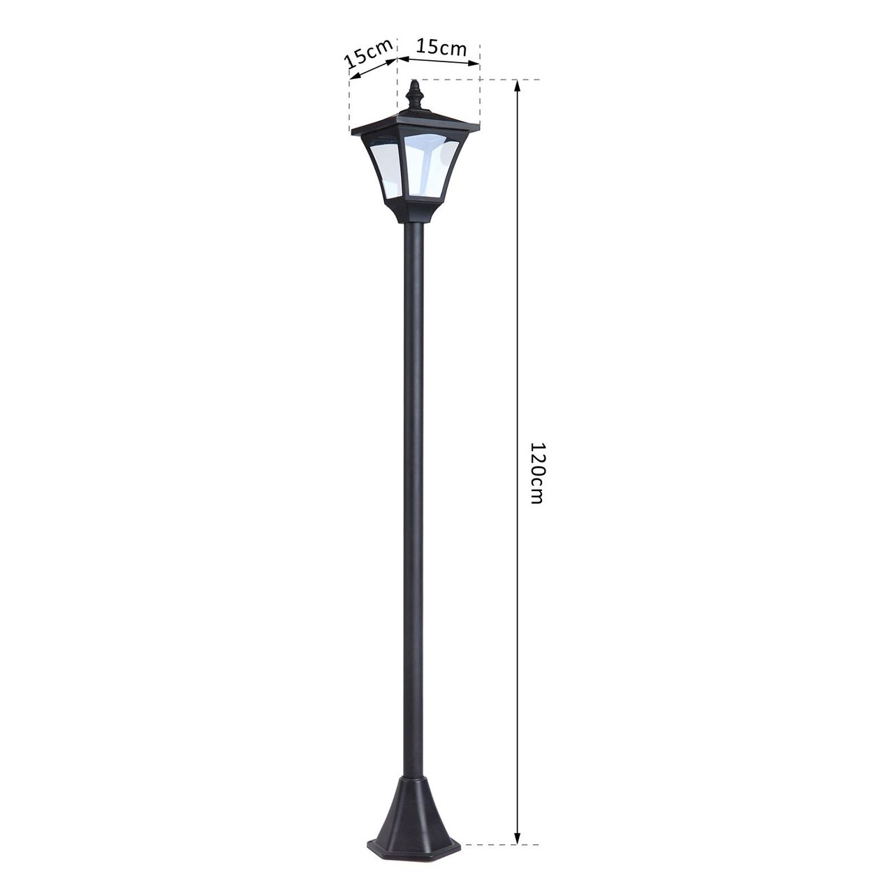 Outsunny Solar Laterne Gartenlaterne Gartenleuchte mit LED 10 Lumen H120cm