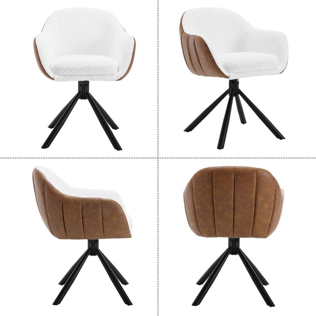 Woltu 4-Fußstuhl (6 St), Esszimmerstühle drehbar 6er Set, Loungesessel