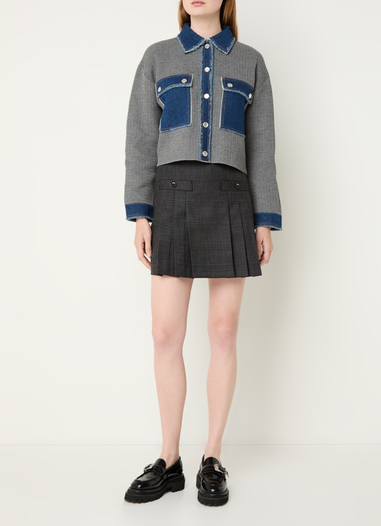 Cardigan scurt Sandro cu detalii din denim