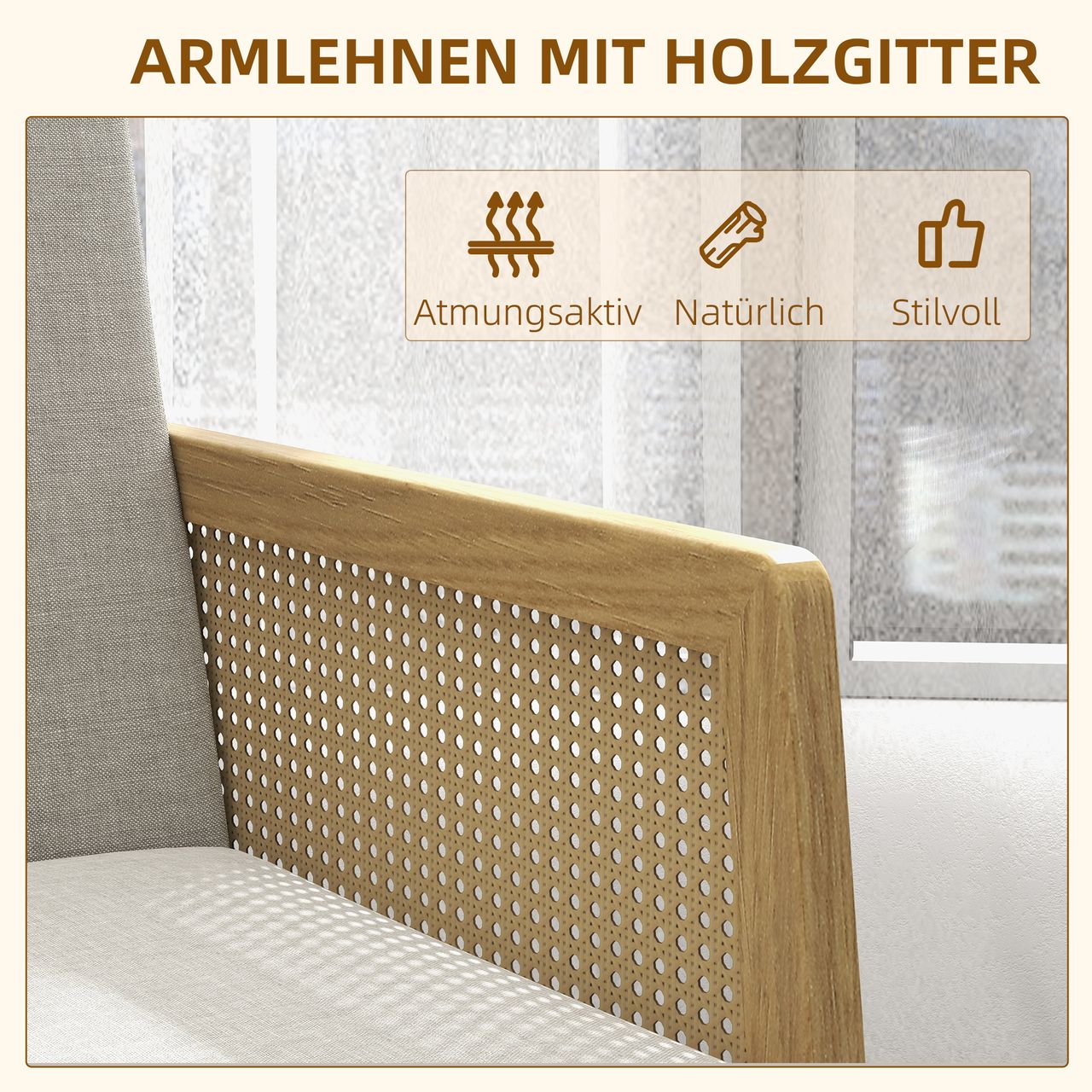 HOMCOM Akzentsessel Relaxsessel, Loungesessel mit Armlehne in Rattanoptik, Grau