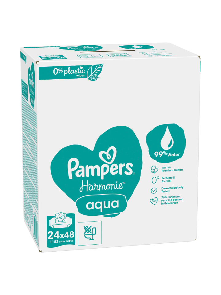 Pampers Pampers Harmonie Aqua Feuchttücher 24 Packungen = 1152 Feuchttücher günstig kaufen onesize