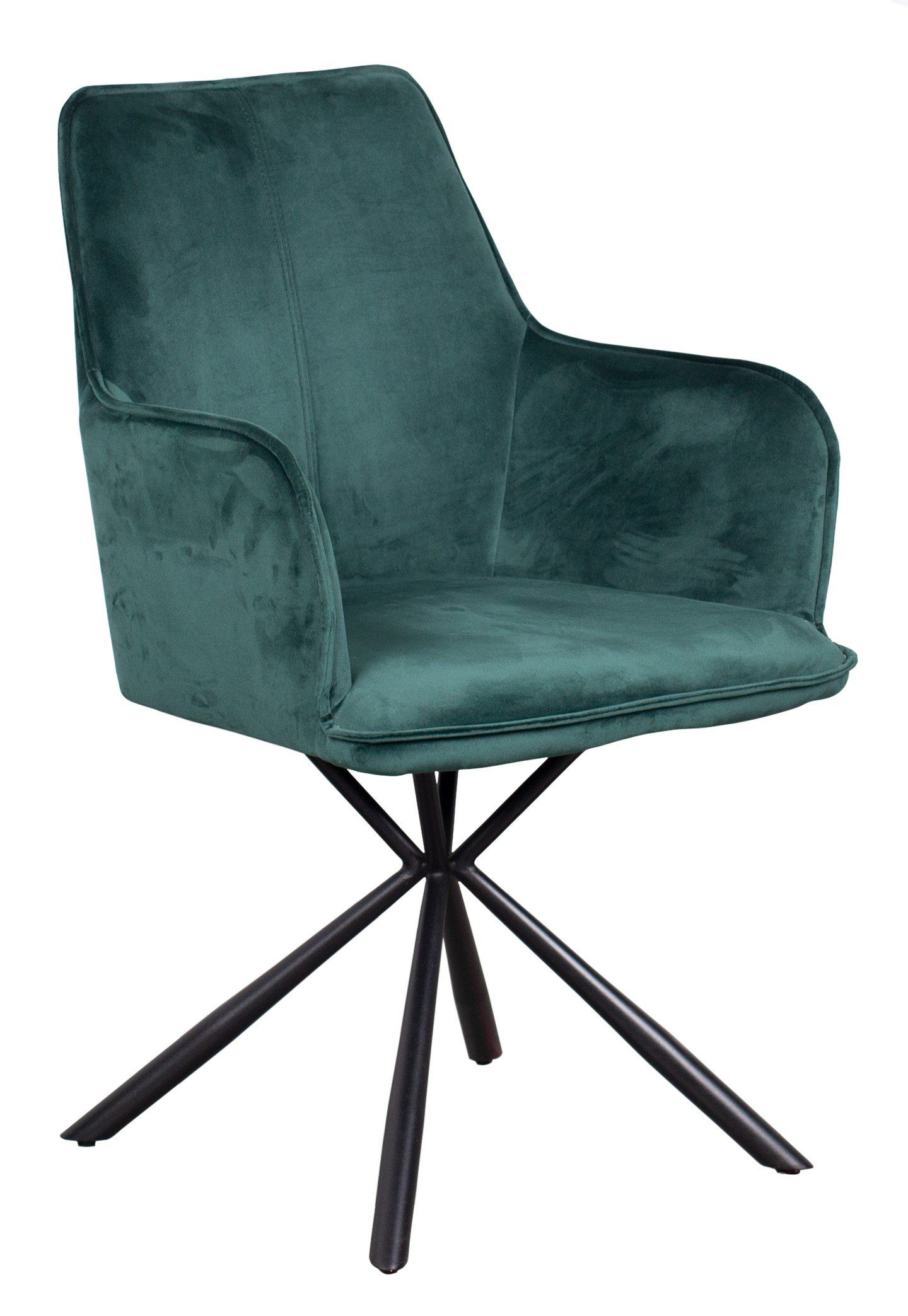 bene living Essgruppe Baumkantentisch Turin, 4er Set Diningsessel Bergamo grün, (Indoormöbelset, 5-tlg), Akazienholz - Samtbezug - Esszimmer, Wohnzimmer, Büro