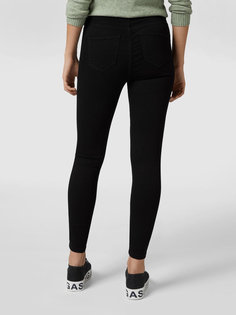 Skinny Fit Jeggings mit Label-Patch in schwarz