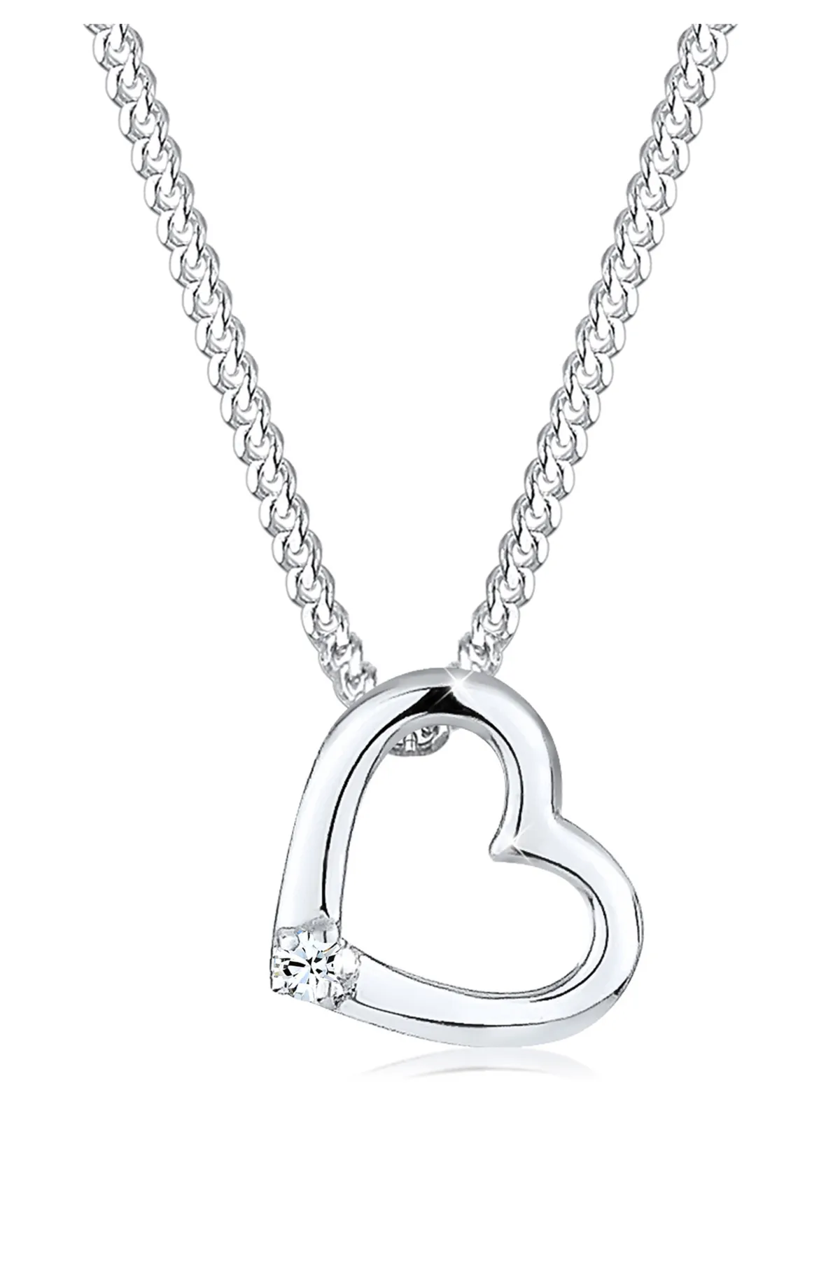 ELLI  Halskette Herz Rosa Kristall 925 Sterling Silber