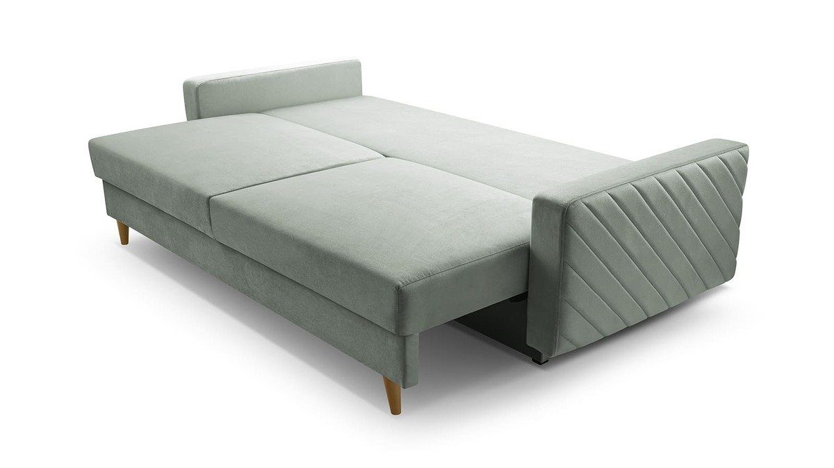 MOEBLO Schlafsofa CALIFORNIA, Sofa aus Samtstoff Couch für Wohnzimmer Sofagarnitur Polstersofa Wohnlandschaft Velours 230x100x85cm, mit Bettkasten und Schlaffunktion