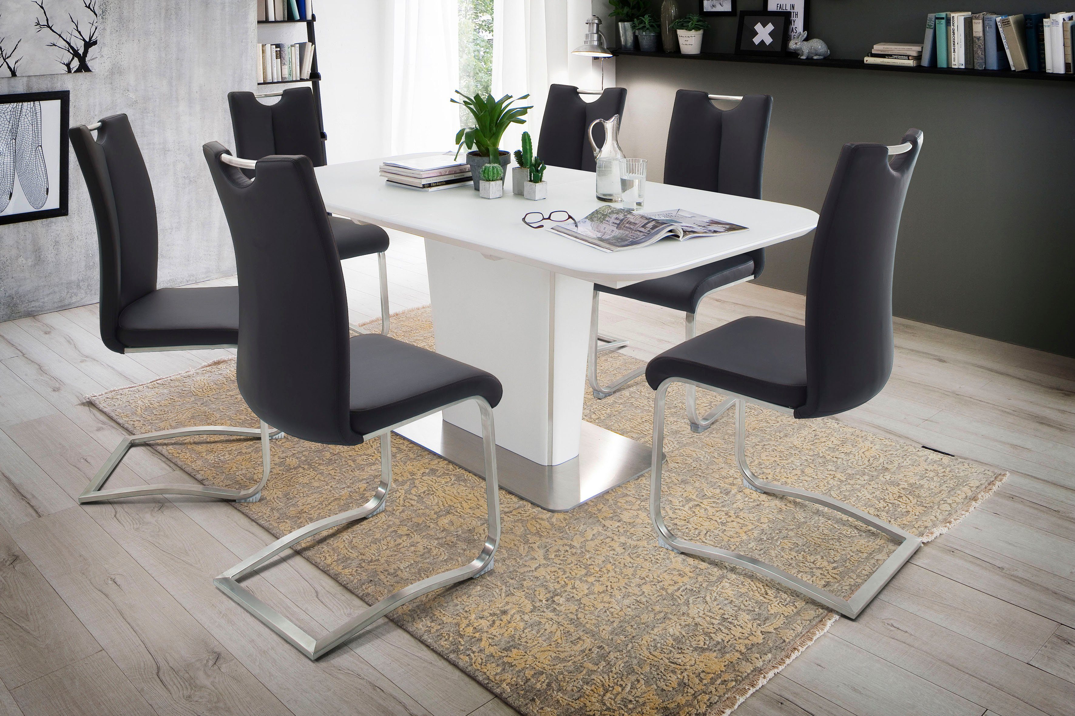 MCA furniture Freischwinger Artos (Set, 2 St), Stuhl mit Echtlederbezug, bis 140 Kg belastbar