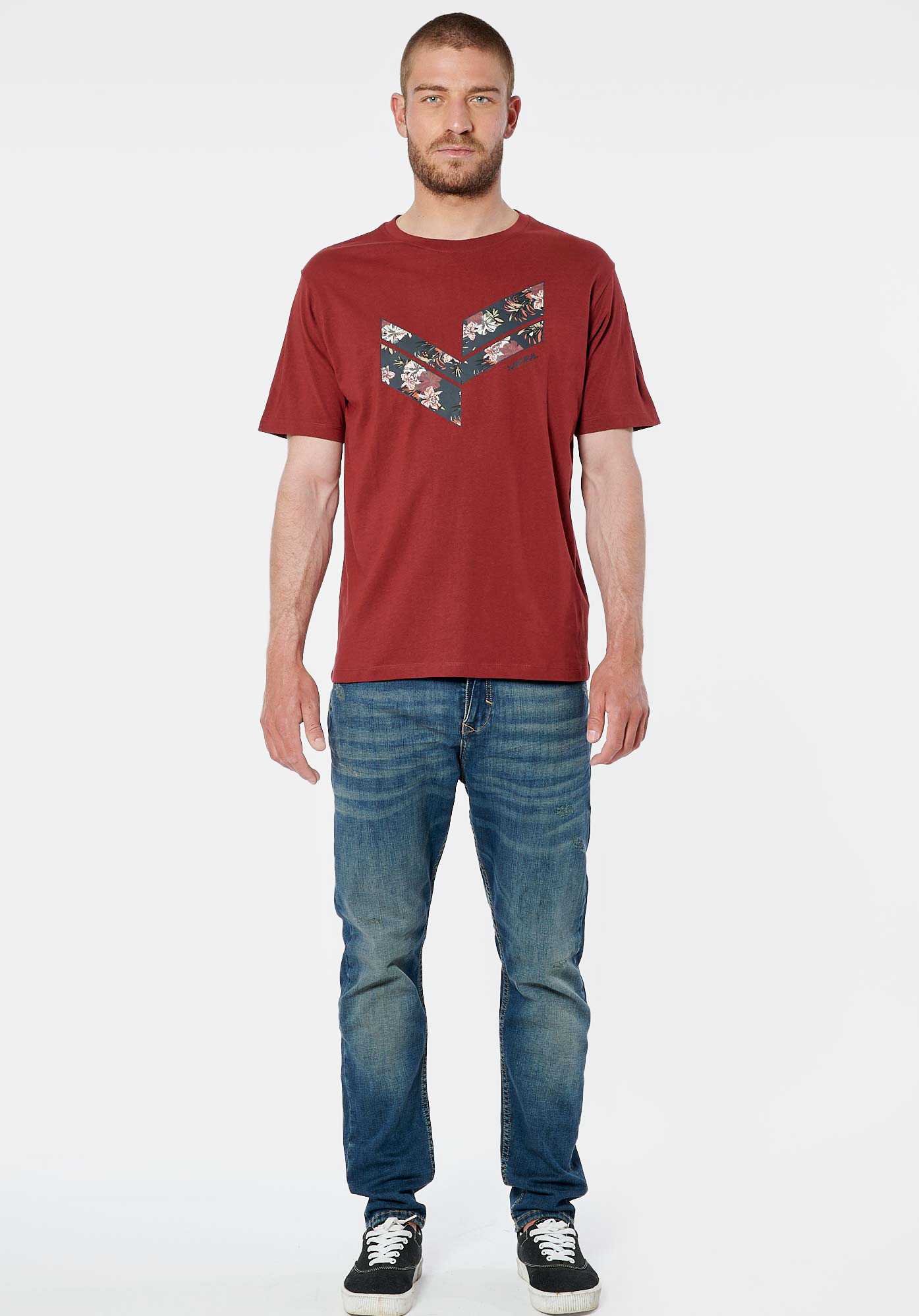 RIZZO  T-shirt bordeaux homme 100% coton