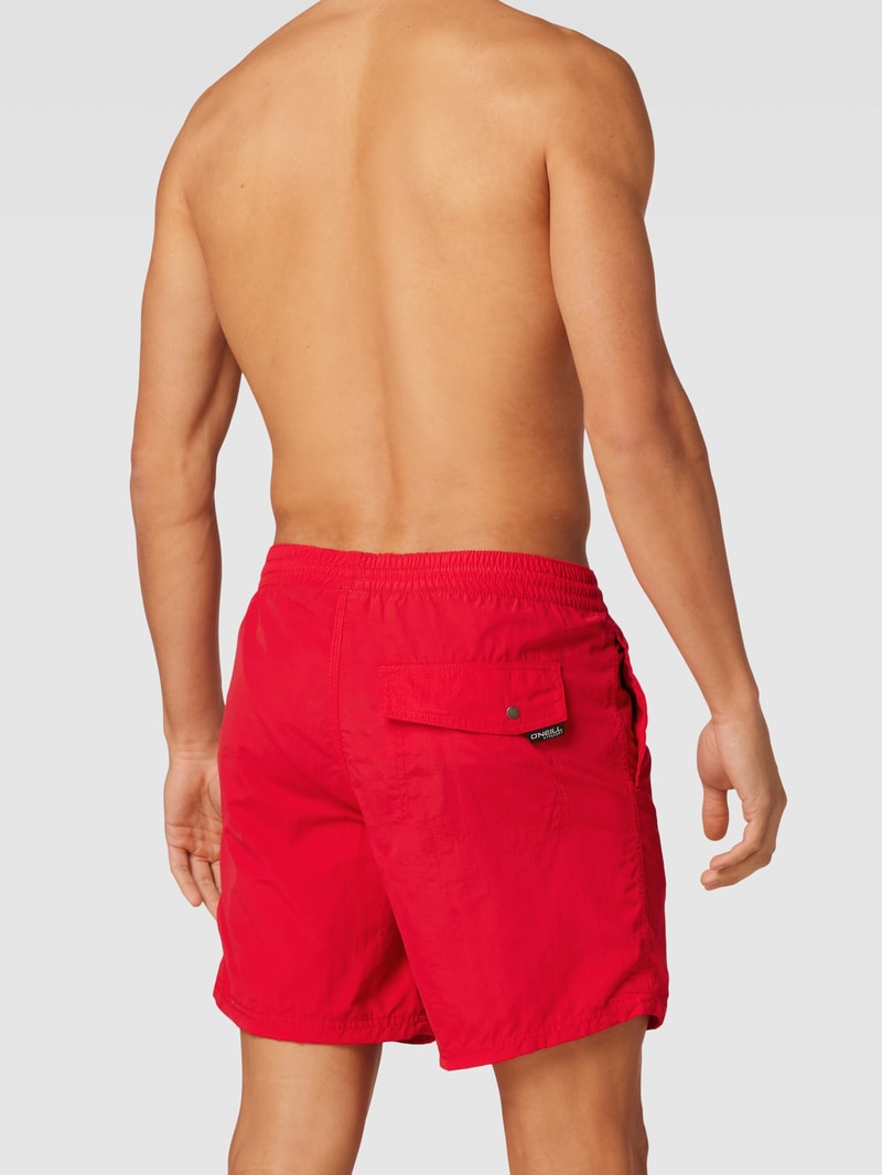 Badehose mit Label-Stitching Modell 'Vert' in rot