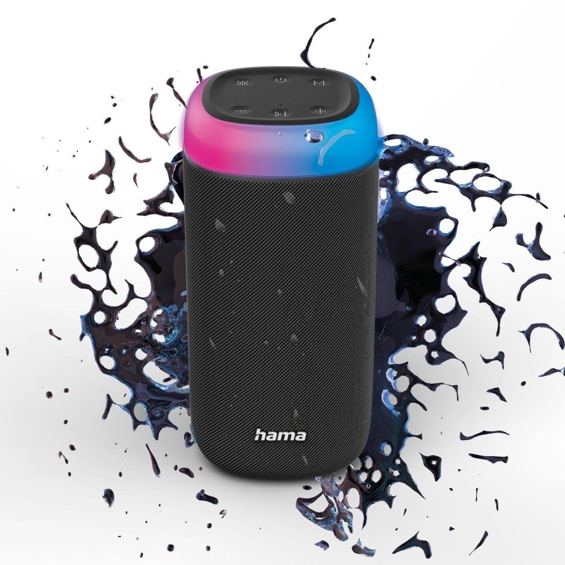 Hama Bluetooth Box Shine 2.0 LED Xtra Bass 360ᵒ Sound spritzwassergeschützt Bluetooth-Lautsprecher (Freisprechanlage,Xtra Bass,360ᵒ Sound)