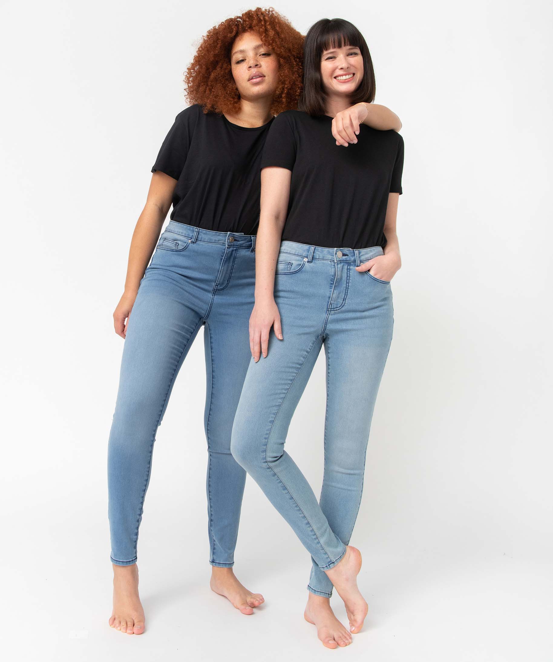 Jean femme coupe skinny taille haute stone | GEMO