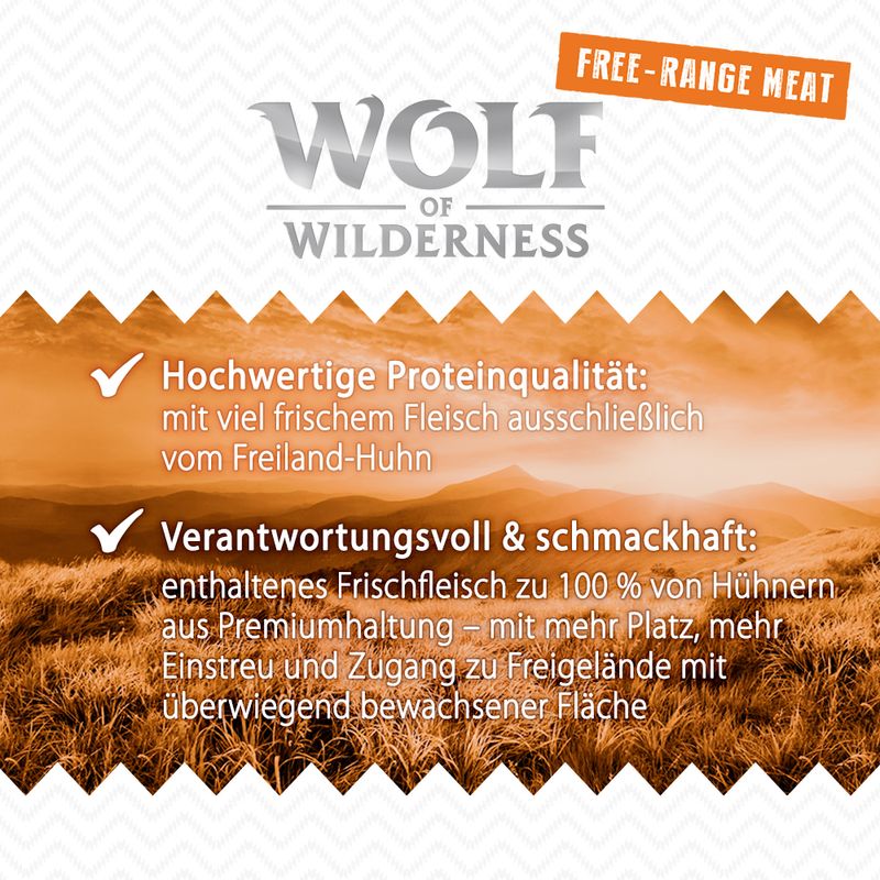 Sparpaket 12 x 800 g Wolf of Wilderness 'Freiland-Fleisch'