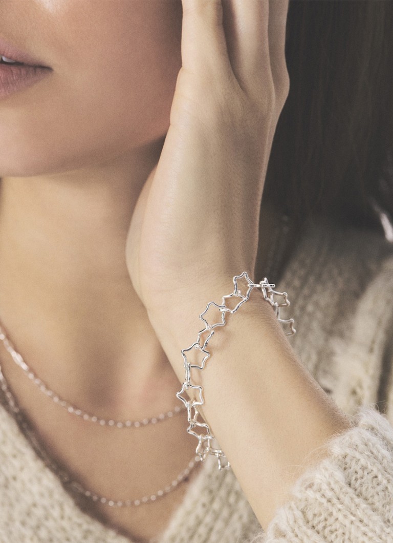 Anna + Nina  Linked Chuncky Stars armband van zilver
