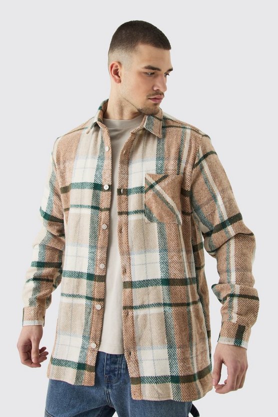 Tall langärmliges kariertes Overshirt