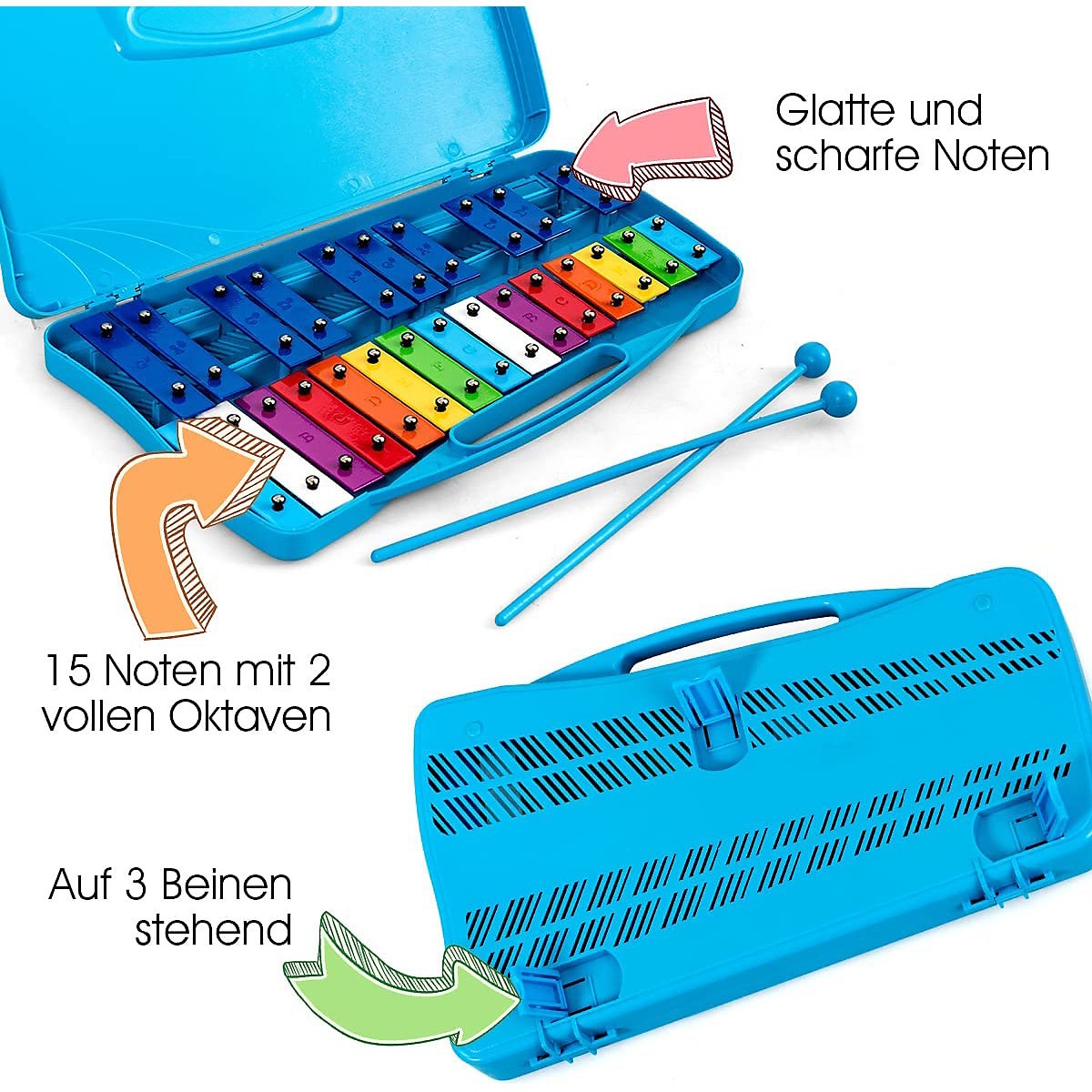 Xylophon Set 25 Noten Glockenspiel mit 12 Alphabet-Noteblatt