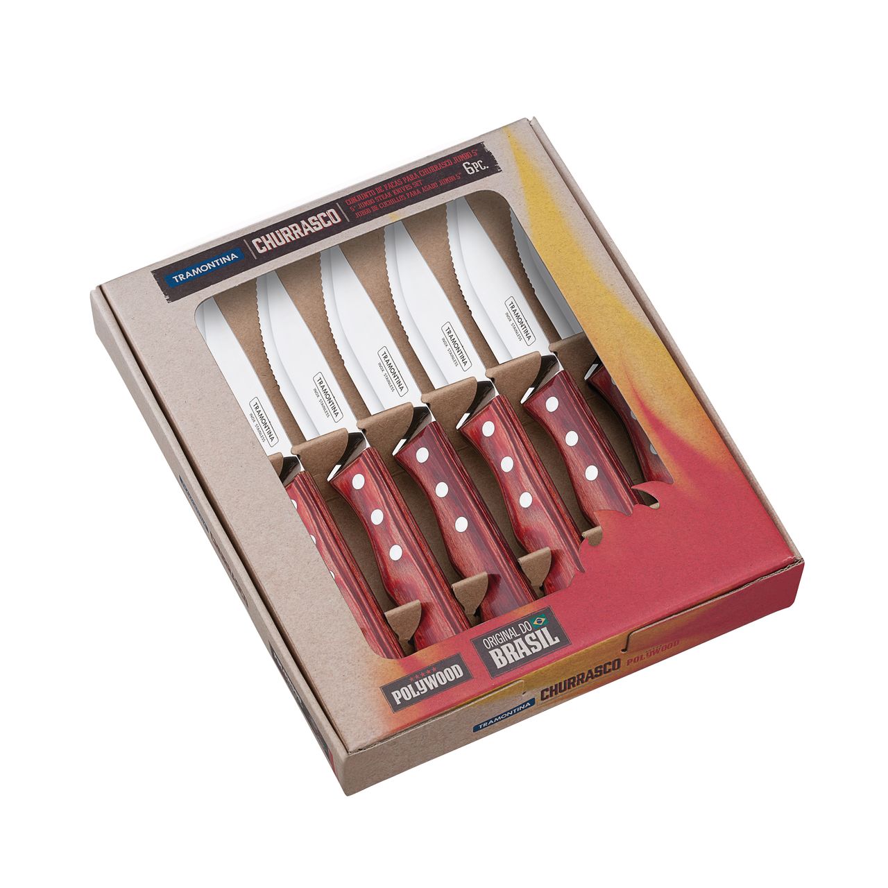 Tramontina 6 tlg. JUMBO Steakmesser-Set, bordeaux