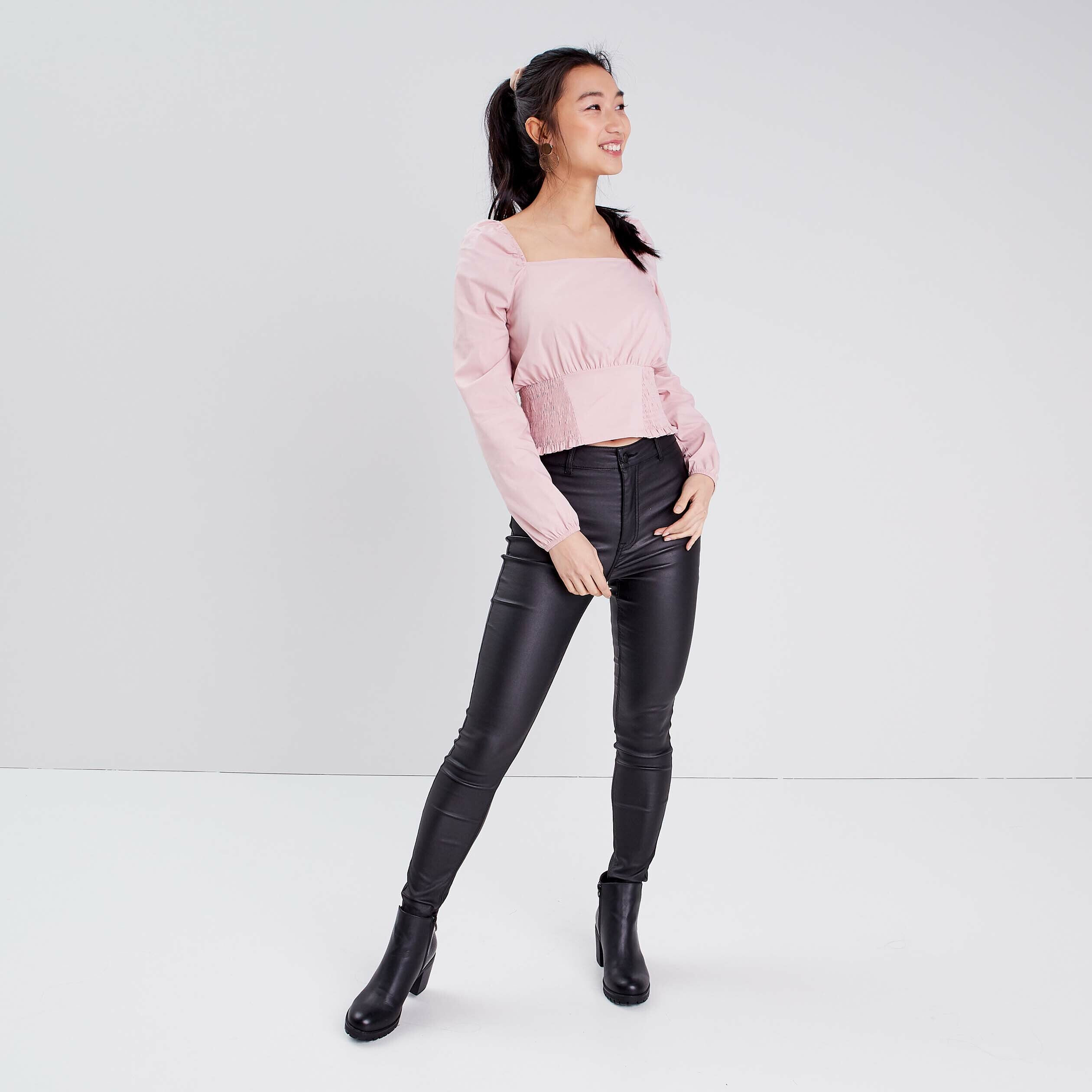 Blouse manches longues rose pastel femme | Cache Cache