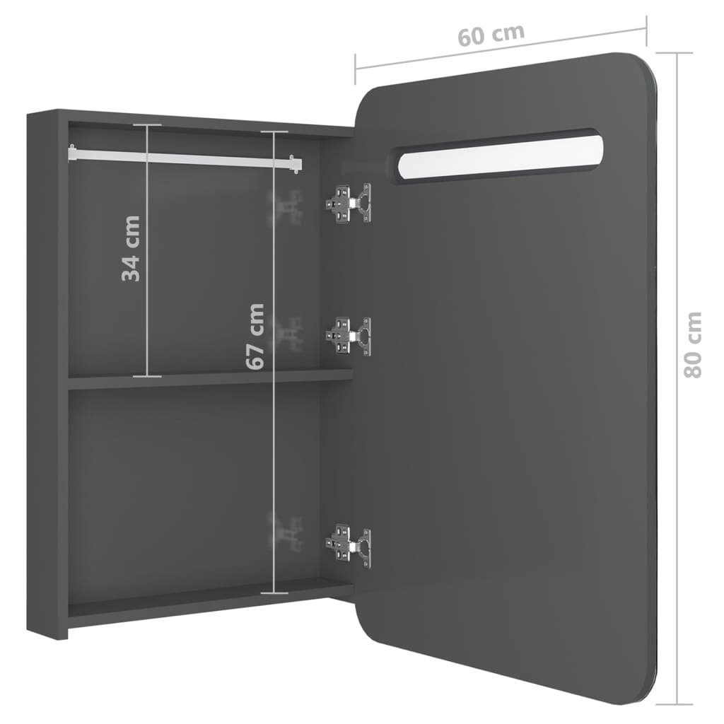 vidaXL Badezimmerspiegelschrank LED-Bad-Spiegelschrank Glänzendes Grau 60x11x80 cm (1-St)