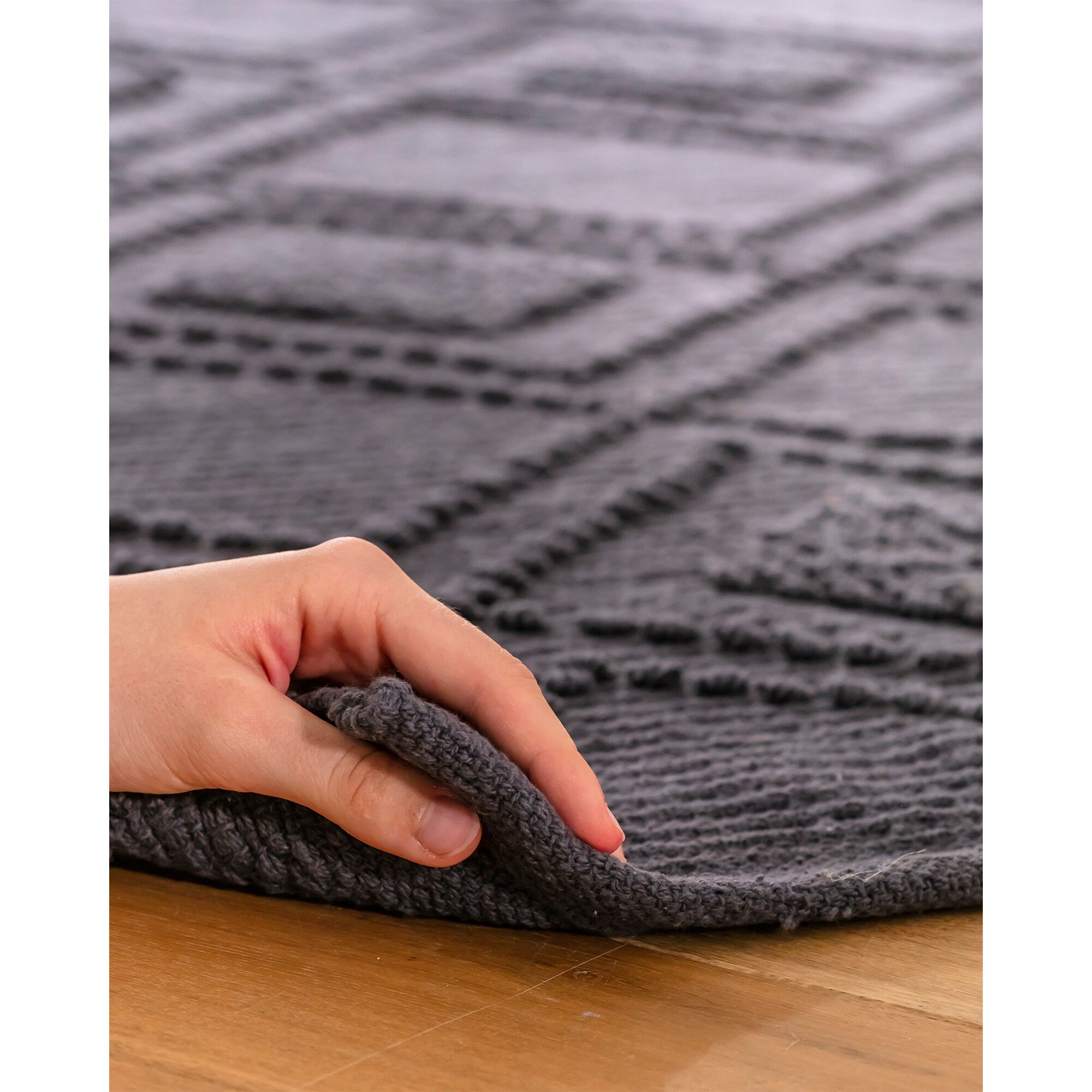 Tapis bouclette en coton imprimé