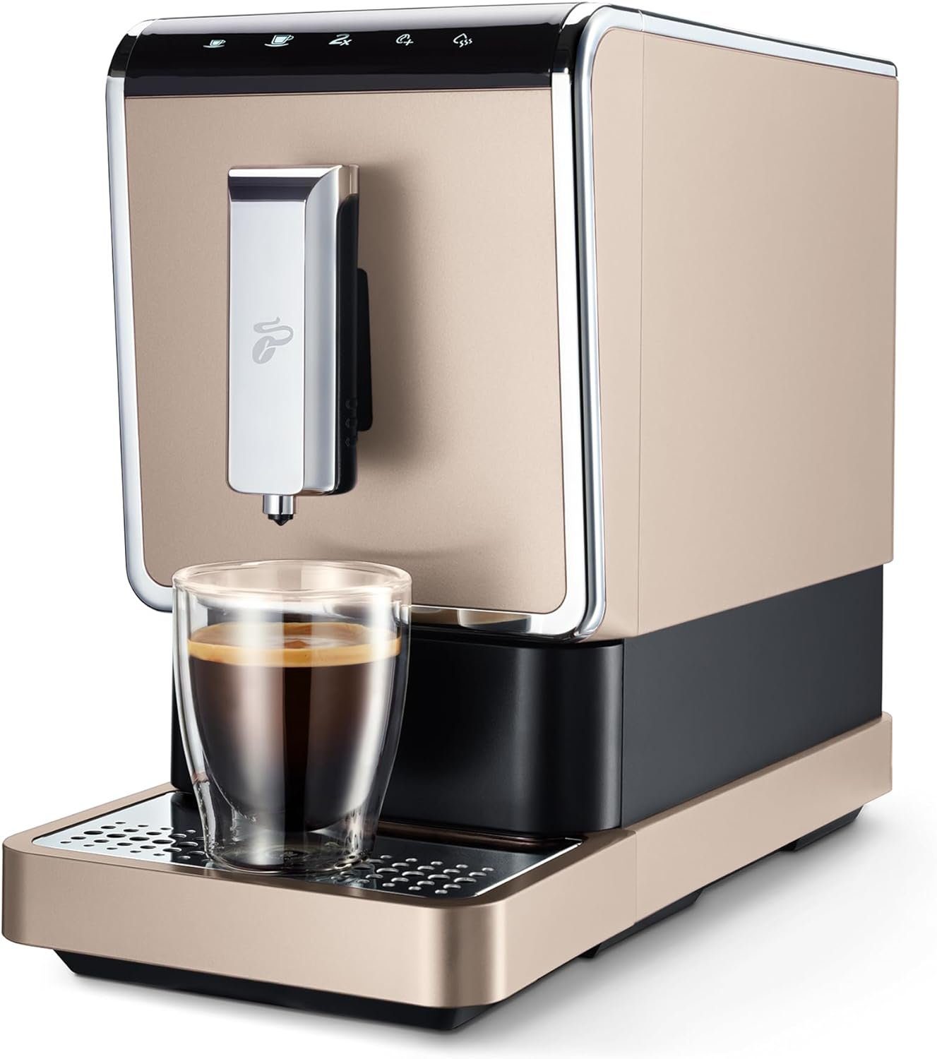 Tchibo Kaffeevollautomat Esperto Caffè für Caffè Crema und Espresso, Metallic Sand, Herausnehmbare Brüheinheit
