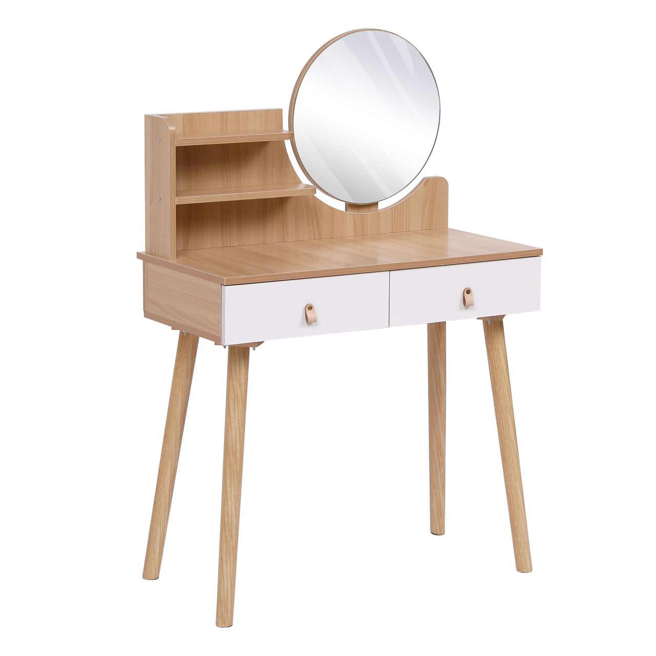 Happy Home Happy Home Schminktisch mit Spiegel, 2 Schubladen & Ablage HDT03-HOL Holz
