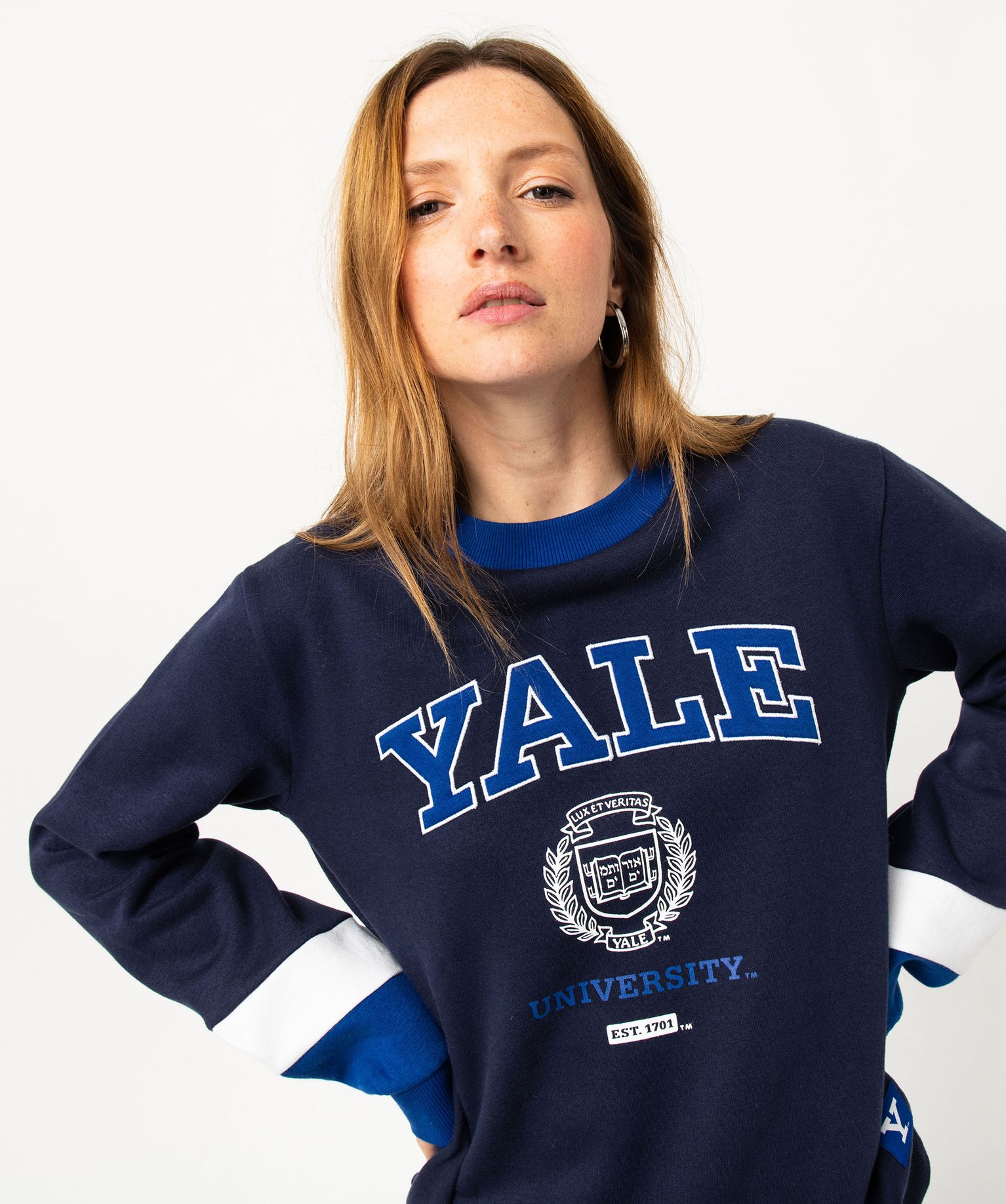 Sweat molletonné avec large inscription femme - Yale bleu | GEMO