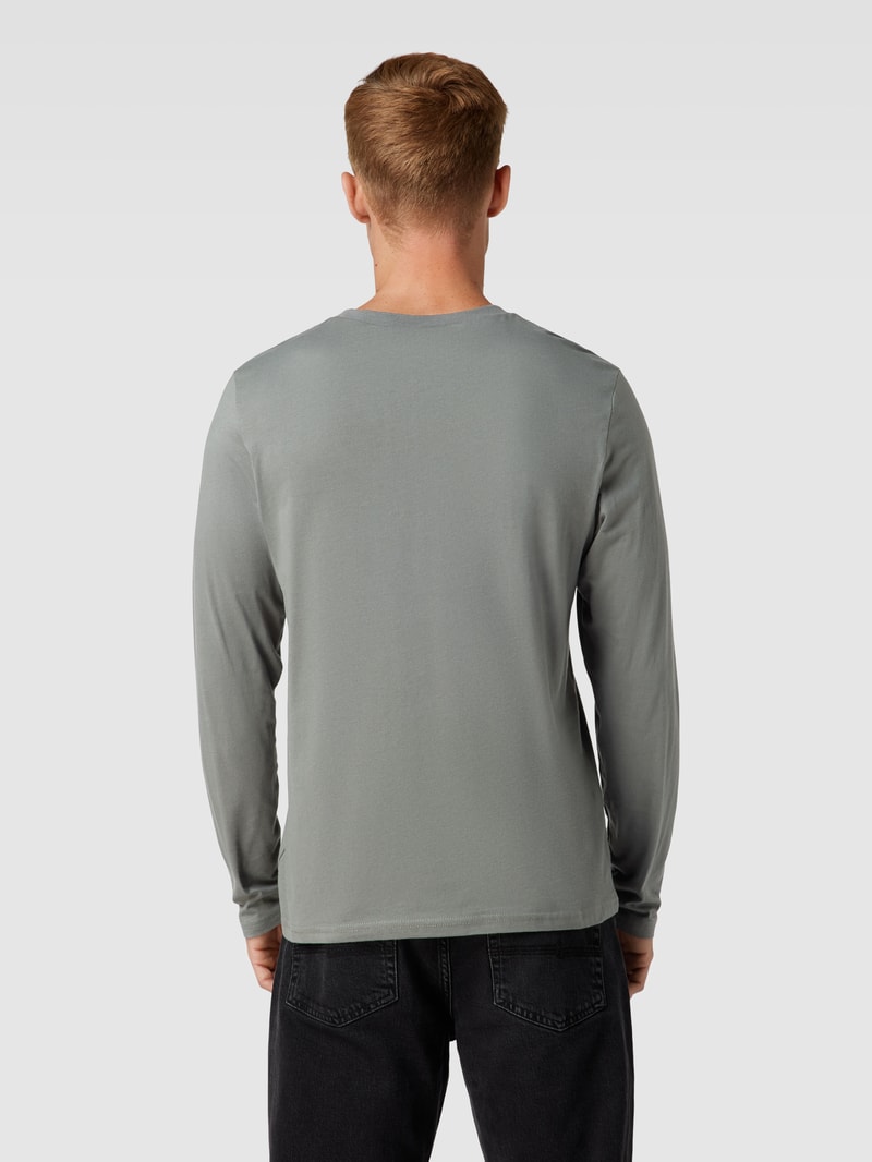 Longsleeve mit Label-Print Modell 'Mix & Match' in olivgrün