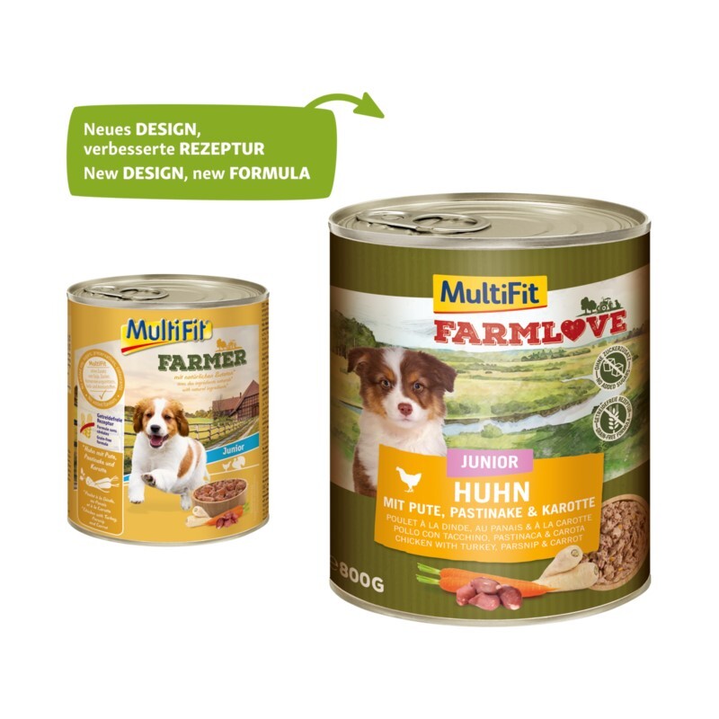 MultiFit Hundenassfutter MultiFit Farmlove Junior Huhn mit Pute 6x800 g