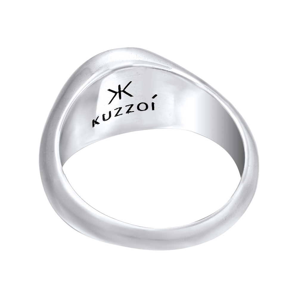 KUZZOI KUZZOI Bague Hommes Sceau Smile Emoji avec émail bleu en argent sterling 925 Bague