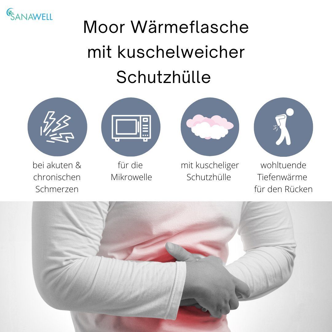 Medosan Moor-Kissen Moor Wärmeflasche mit kuschelweicher Schutzhülle