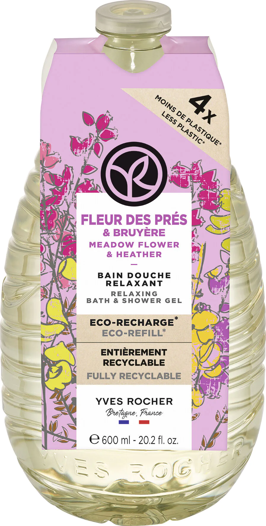 Yves Rocher dušo ir vonios gelis „Meadow Flowers & Heather“ – papildymas, 600 ml
