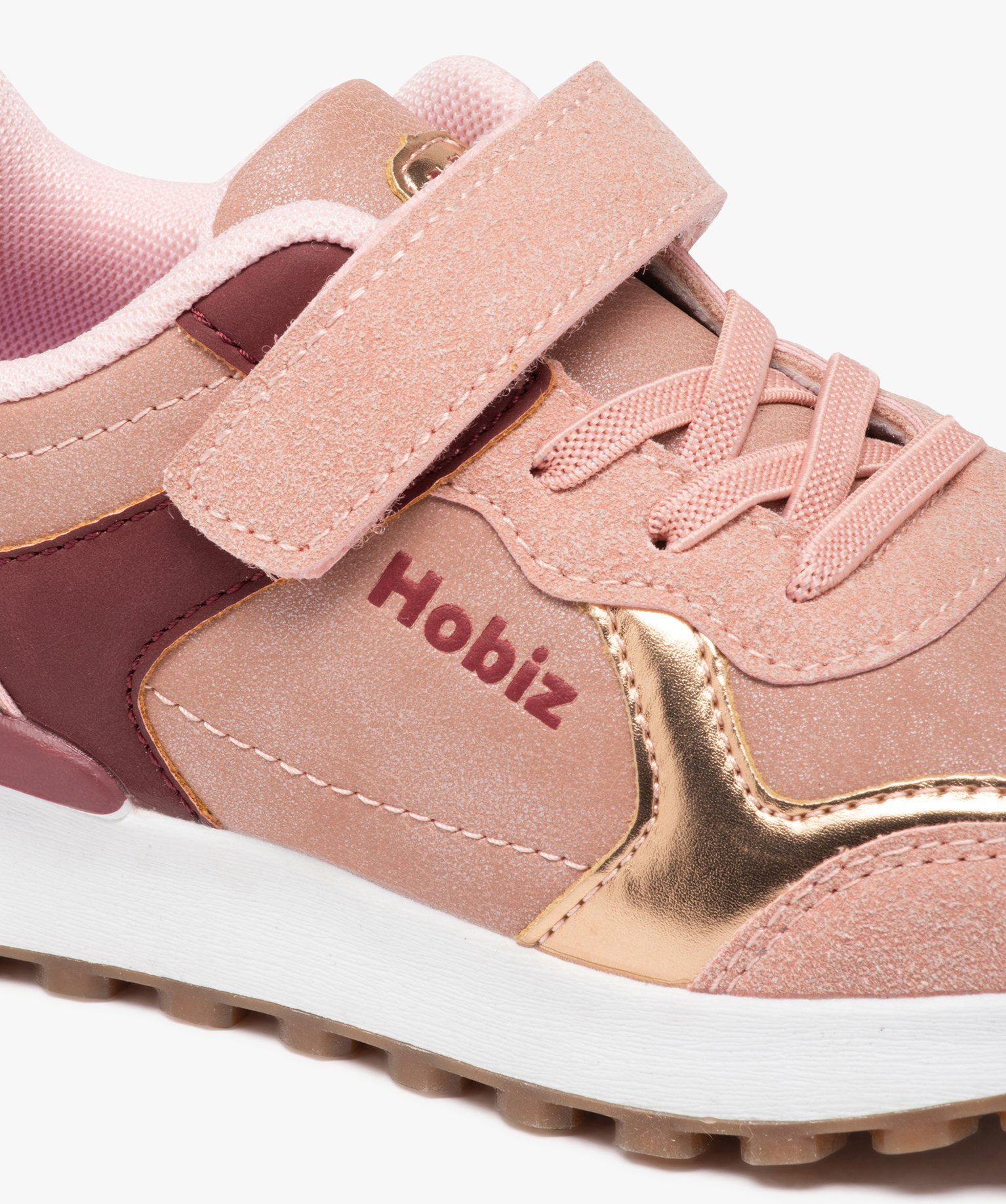 Baskets fille unie style running effet métallisé - Hobiz rose | GEMO