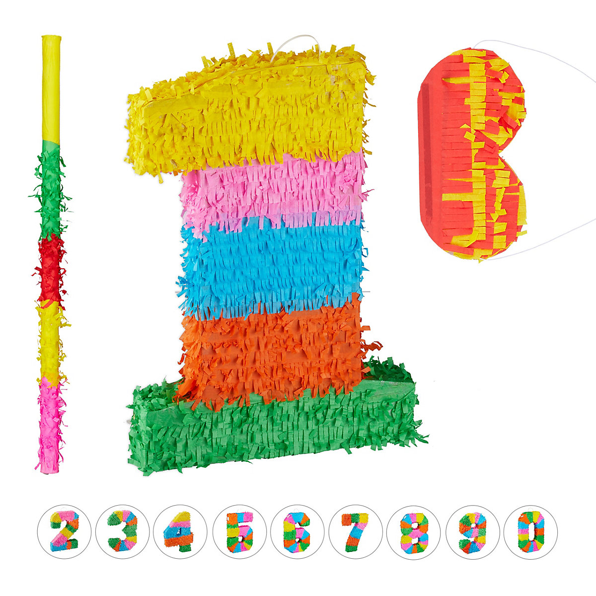 3-teiliges Pinata Set Zahl 1