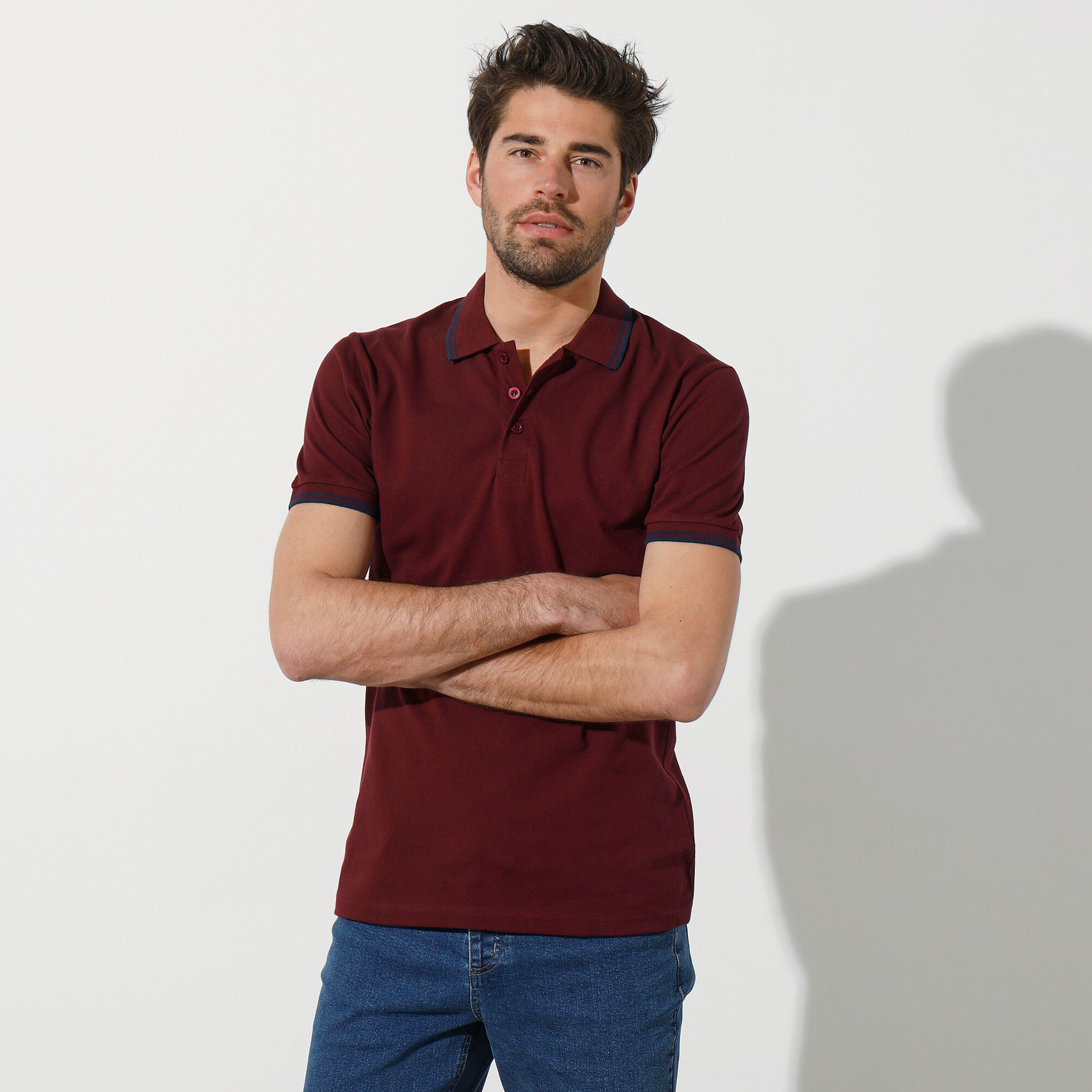 Polo uni maille piquée manches courtes