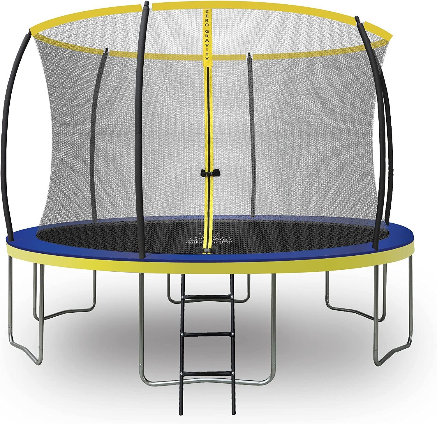Zero Gravity Gartentrampolin Ø183/244/305/366/427 cm, Leiter & Sicherheitsnetz, TÜV cert, Trampolin, Ø 244 cm, Quick-Fold Sicherheitsnetz, keine Schweißnähte, Outdoor