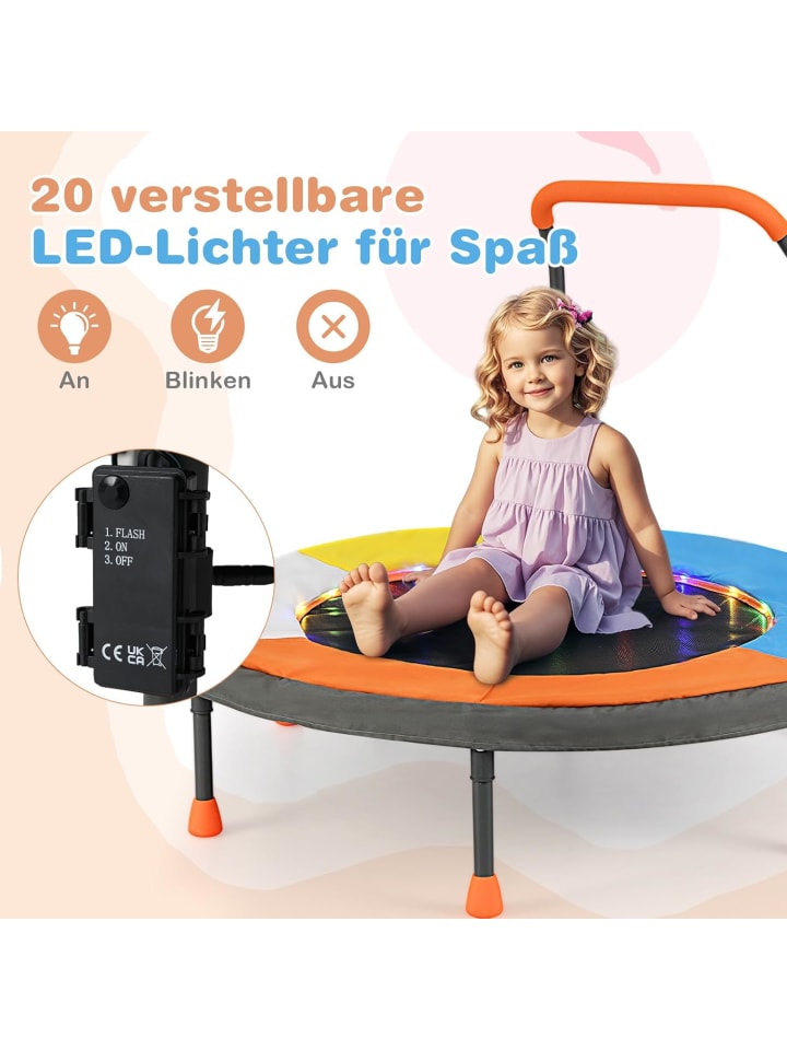 COSTWAY Ø90cm Kindertrampolin mit LED in Bunt günstig kaufen onesize