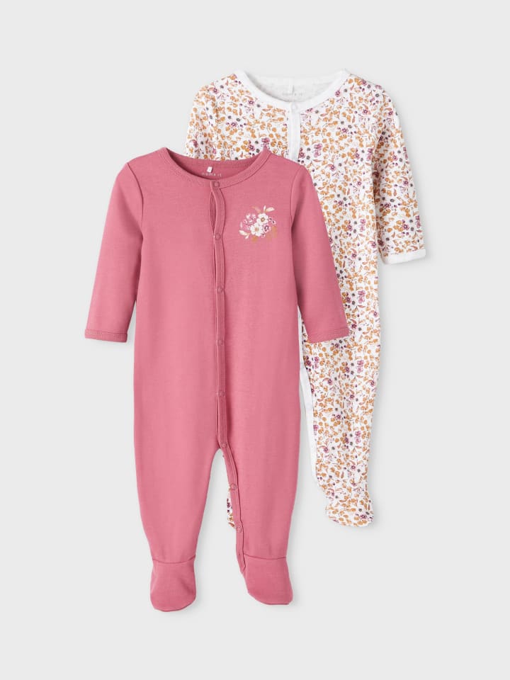 name it Baby Mädchen 2er Pack Strampler mit Füßen in Rosa günstig kaufen