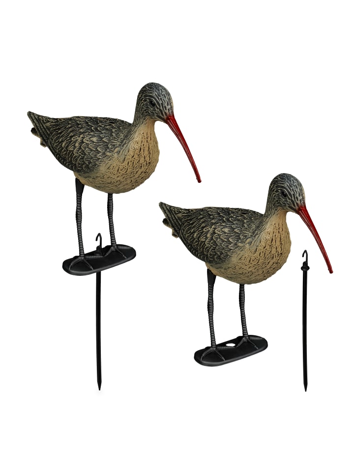 relaxdays 2 x Gartenfigur Vogel in Schwarz/ Braun günstig kaufen onesize
