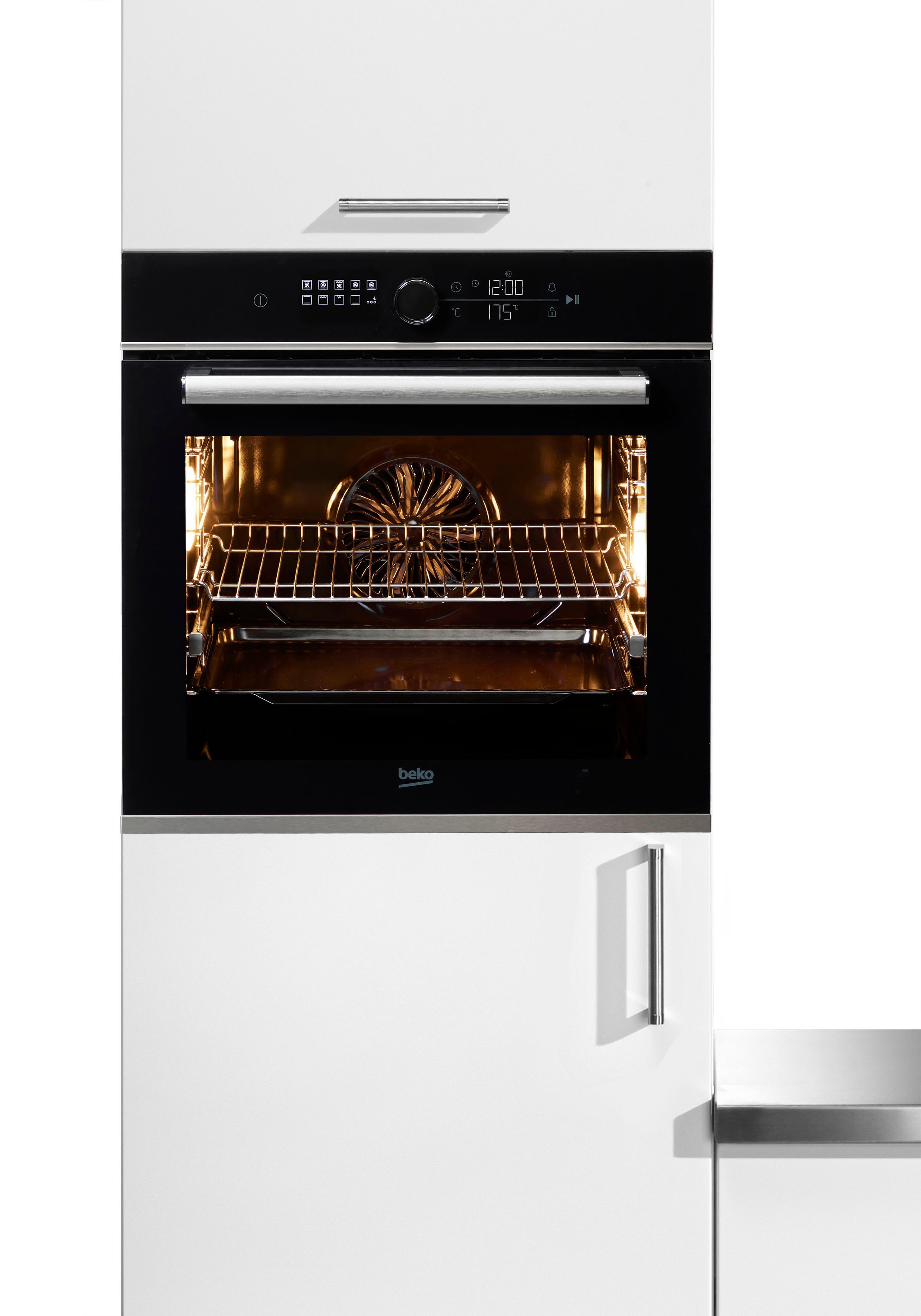 BEKO Einbaubackofen BBIM13400XS, BBIM17400BS, mit 1-fach-Teleskopauszug, SteamShine