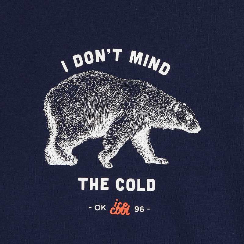 Sweat-shirt à message I don't mind the cold bleu garçon