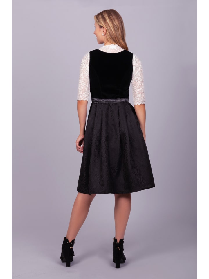 Edelnice Midi Dirndl Evi Samt Schwarz in schwarz günstig kaufen