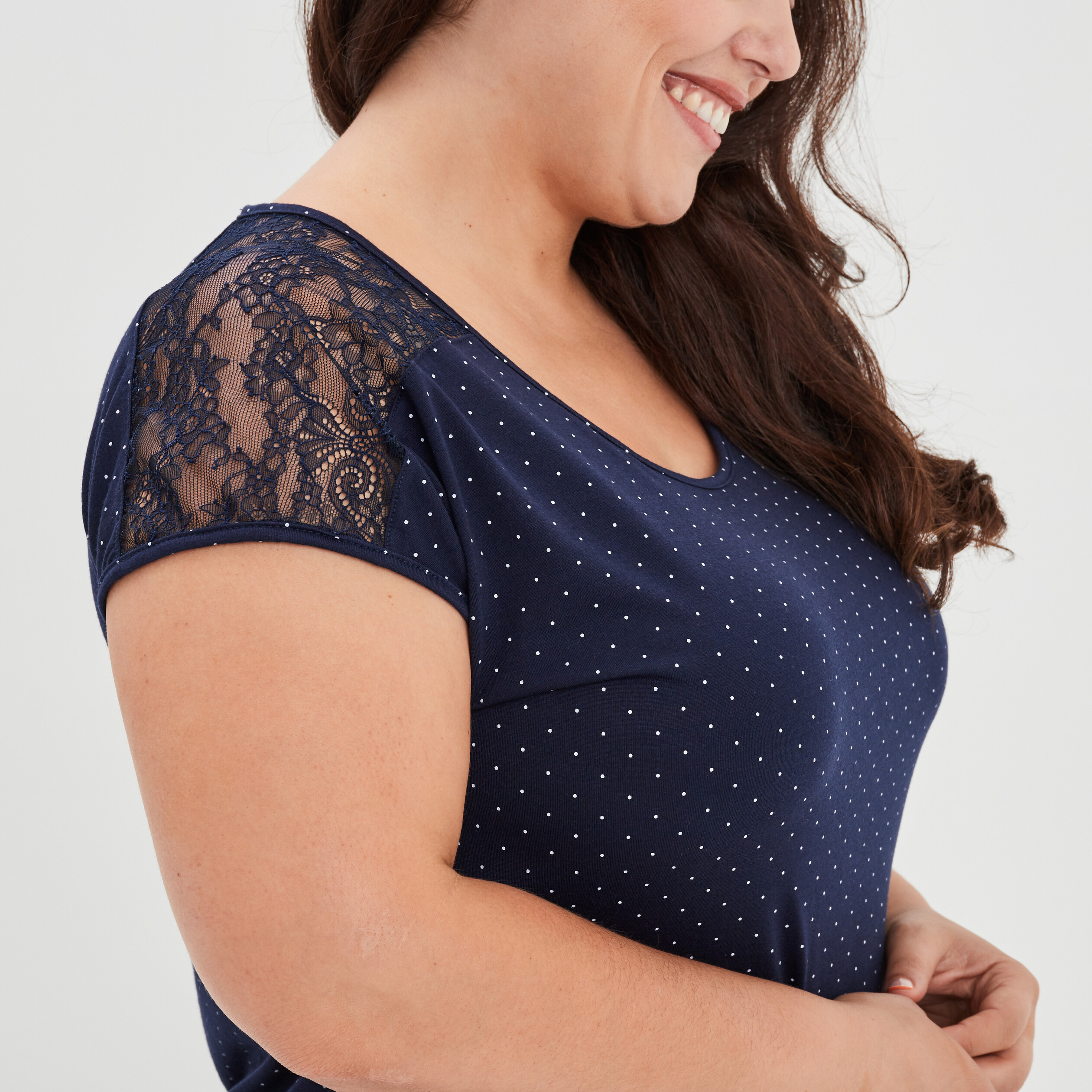 Chemise de nuit grande taille bleu femme grande taille | La Halle